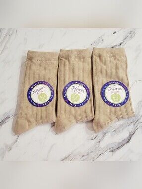 Jefferies Socks Kids Ribbed Crew Socks in Beige - Set of 3